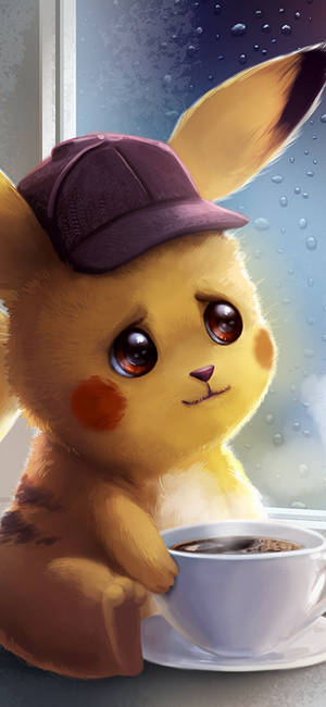 Pikachu with cup of coffee wallpaper — iPhone X Picha ya Ukuta