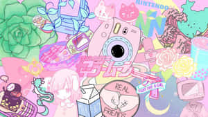 Pink Kawaii Background kwa Mazingira ya Utamu
