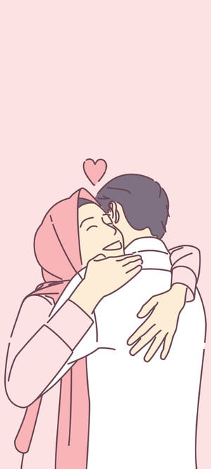 Pink Love Cartoon Hijab — Redmi 17C 4G Picha ya Ukuta