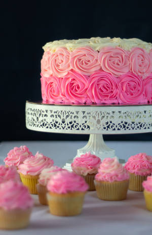 Pink Rose Cake And Cupcake wallpaper — Honor MagicPad 3 Pro 12.3 Picha ya Ukuta