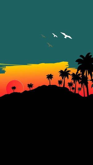 Wallpaper ya Pixel 4 Animated Tropical Island.