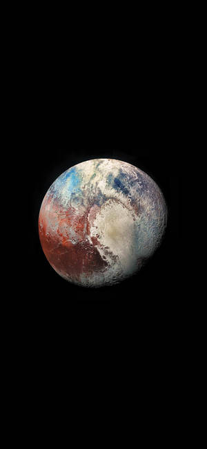 AMOLED wallpaper of the planet Pluto in black backdrop. — iPhone 12 Picha ya Ukuta