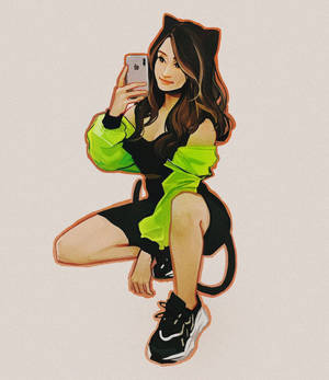Pokimane sana dijitali wallpaper — Vivo X Fold3 Pro Picha ya Ukuta