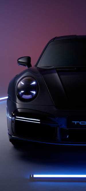 Porsche 911 Nyeusi na Sifa — iPhone 16 Pro Picha ya Ukuta