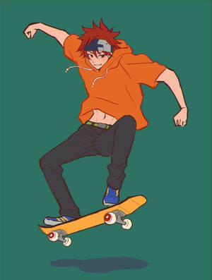 Kijana wa skate posta ya kijani yenye mwonekano mzuri