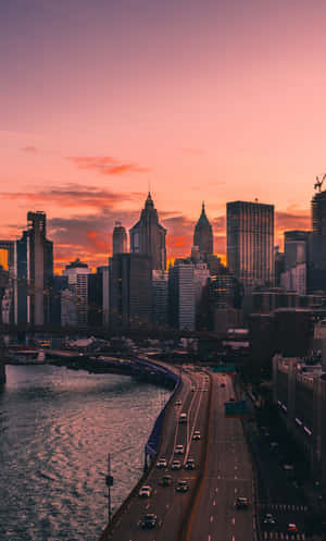 City Sunset Iphone — Tecno Megapad Pro Picha ya Ukuta