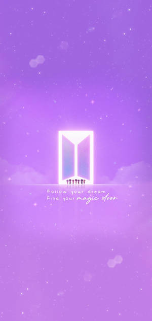 Purple Aesthetic Phone BTS TinyTAN And Logo — iPhone 16e Picha ya Ukuta