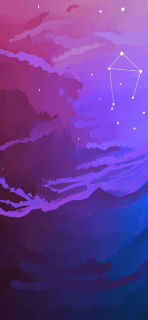 Purple Galaxy Sky Libra Zodiac Wallpaper — iPhone 15 Pro Picha ya Ukuta