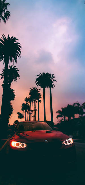 Red BMW Series 3 Car iPhone — Galaxy S25 FE Picha ya Ukuta