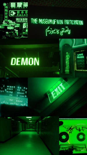 Reklamu za Neon Kijani Aesthetic — Kijani kibichi cha kupendeza Picha ya Ukuta