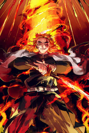 Rengoku Kyōjurō - The Flame Pillar of Demon Slayer Corps — Vivo Pad SE Picha ya Ukuta