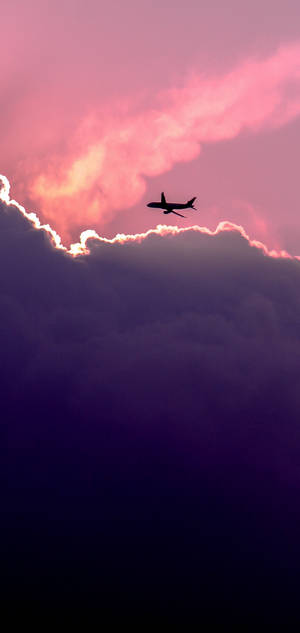 Picha ya ukuta ya S10 Pink Sky Airplane Silhouette — iPhone Air Picha ya Ukuta