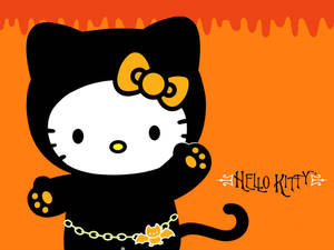 Hello Kitty Halloween Paka Mweusi Sanaa mandhari — Hello Kitty Halloween Picha ya Ukuta