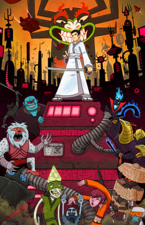 Samurai Jack in a Stylized Landscape — Oppo Pad Mini Picha ya Ukuta