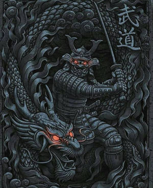 Samurai wa Kijapani Macho Yanayong'aa — Samurai wa Kijapani Picha ya Ukuta