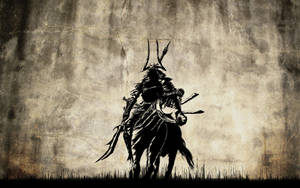 Samurai wa Kijapani Akiwa Juu ya Farasi — Samurai wa Kijapani Picha ya Ukuta