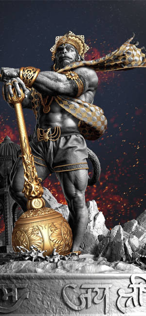 Sanaa ya 3D ya Hanuman ya Realistic — iPhone 14 Pro Max Picha ya Ukuta