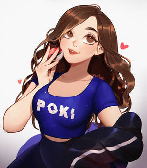 Art ya animated ya Pokimane — Vivo X Fold Picha ya Ukuta