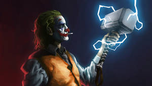 Mandhari ya sanaa ya Joker akiwa na nyundo ya Thor — Joker Picha ya Ukuta