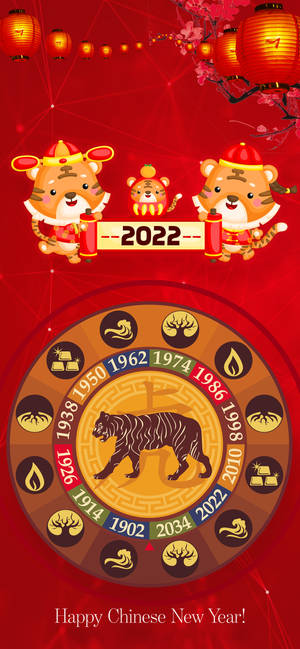 Tapeta la Sanaa ya Mwaka Mpya wa Kichina 2022 — iPhone 11 Pro Picha ya Ukuta