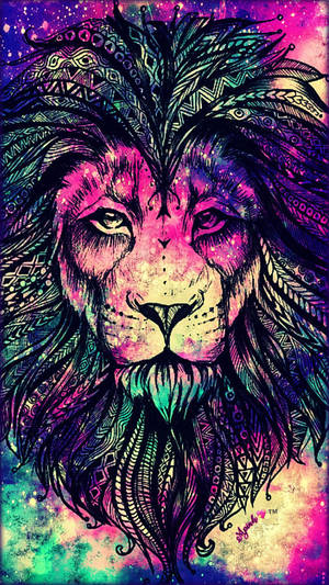 Sanaa ya Simba Mweusi wa Galaxy — Galaksi simba Picha ya Ukuta