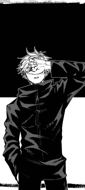 Satoru Gojo Sanaa ya Monochrome Jujutsu Kaisen Telefoni — OnePlus 11 Picha ya Ukuta