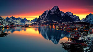 Scenic Seaside Village wallpaper