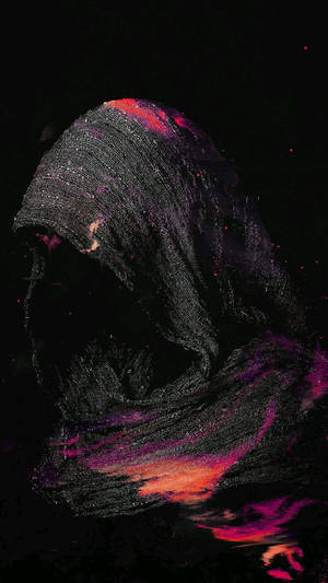 Dark scarf invisible face lock screen mobile wallpaper.
