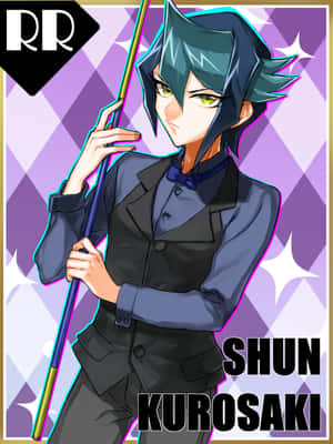 Shay Obsidian standing tall in his duelist attire — 3:4 Picha ya Ukuta