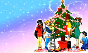 Mandhari ya Krismasi ya Anime — Anime ya krismasi Picha ya Ukuta