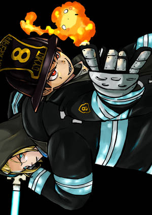 Fire Force Shinra na Arthur na ball ya moto wallpaper — Oppo Pad 5 Picha ya Ukuta