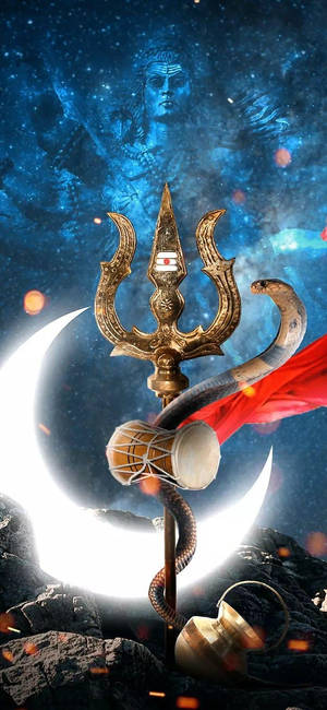Shiva iPhone Trishula With Moon — Galaxy S25 FE Picha ya Ukuta