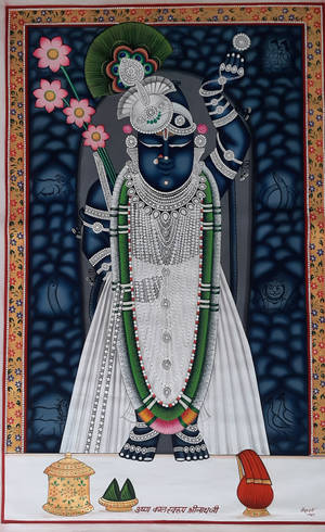 Shrinathji Mweusi wa Bluu — Honor Pad Picha ya Ukuta