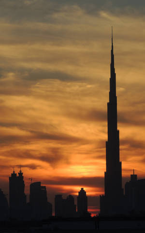 Silhouette ya Burj Khalifa kwa Machweo — RedMagic Tablet Picha ya Ukuta