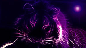Silhouette ya Tiger ya Neon Purple Aesthetic