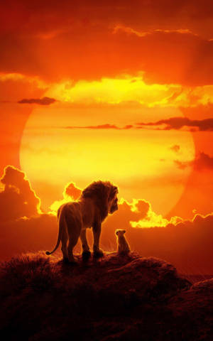 Lion King live Mufasa and Simba sunset wallpaper. — Galaxy Tab S9 Ultra Picha ya Ukuta