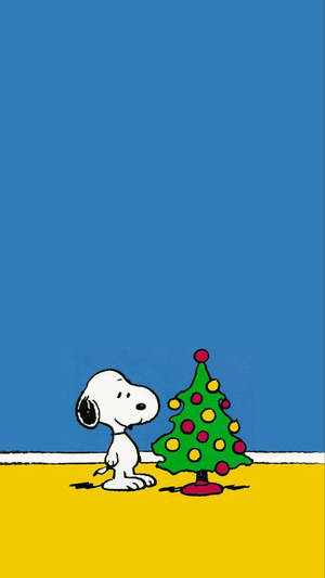 Picha ya Mandhari ya Simu ya Mti wa Krismasi wa Snoopy