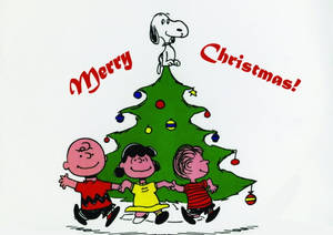 Picha ya Mandhari ya Snoopy Juu ya Mti wa Krismasi