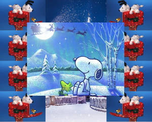 Snoopy Krismasi Woodstock Santa Wallpaper