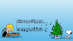 Mandhari ya Snoopy Krismasi Noti za Muziki