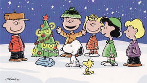Picha ya Ukuta ya Snoopy Mti wa Krismasi Uliopambwa
