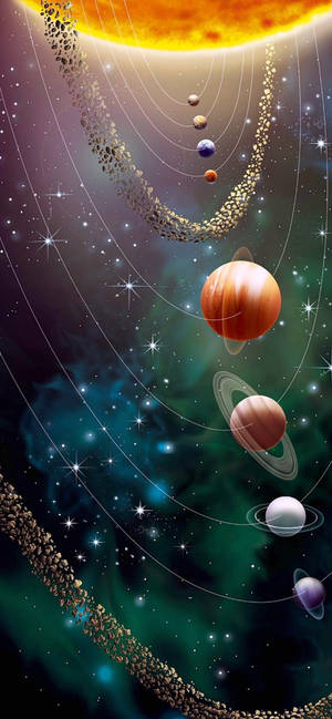Solar System In The Cosmos wallpaper — iPhone 13 Pro Max Picha ya Ukuta