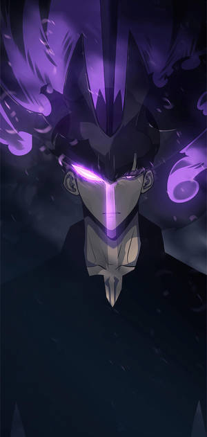 Solo Leveling Jin-Woo purple power wallpaper — iPhone 14 Plus Picha ya Ukuta