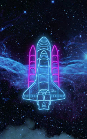 Picha ya spaceship ya neon — Lenovo Tab Picha ya Ukuta