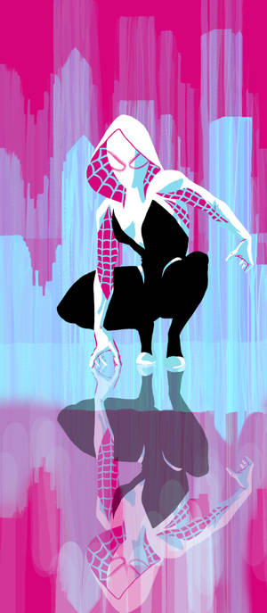Spider Gwen mwonekano pink na bluu wallpaper ya sanaa ya michezo ya kati. — Sony Xperia Picha ya Ukuta