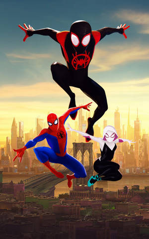 Spider Man Into The Spider Verse katika New York wallpaper — Galaxy Tab S9 Ultra Picha ya Ukuta