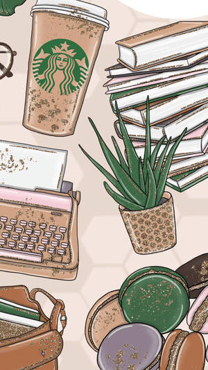 Starbucks Aesthetic Beige — Aesthetic ya beige na kahawia Picha ya Ukuta