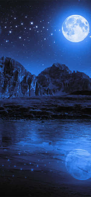 Stars And Moon Background — Redmi Turbo 5 Picha ya Ukuta