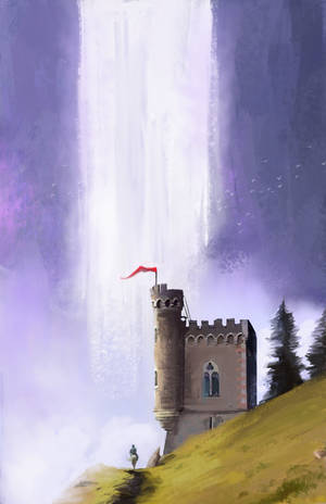 Preview wallpaper castle, wanderer, waterfall — Honor MagicPad 3 Pro 12.3 Picha ya Ukuta