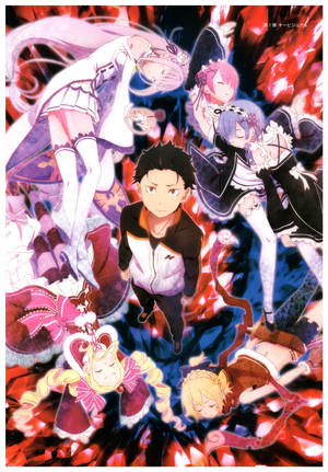 Cool HD wallpaper of Subaru with unconscious girls in Re Zero. — OnePlus Pad Picha ya Ukuta